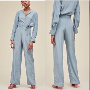 Rachel Comey High Waisted 100% Silk Wide Leg Trousers